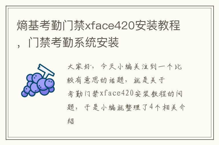 熵基考勤门禁xface420安装教程，门禁考勤系统安装