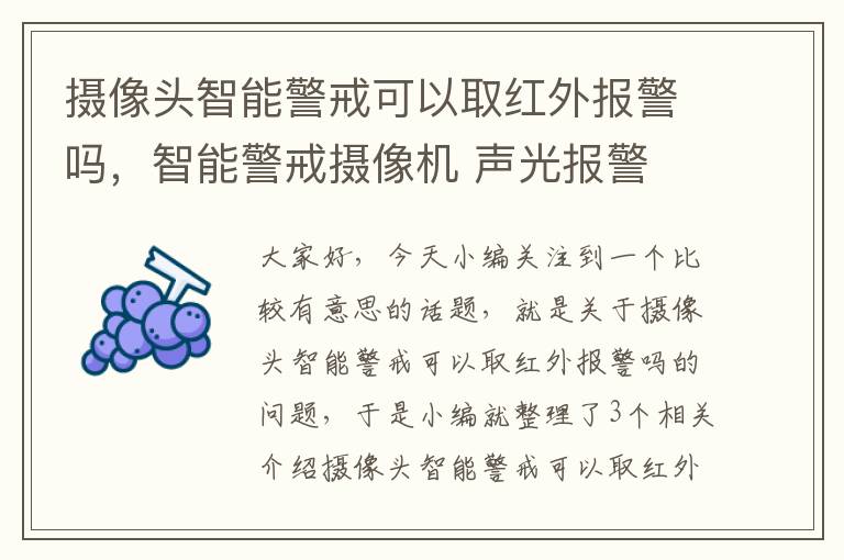 摄像头智能警戒可以取红外报警吗，智能警戒摄像机 声光报警