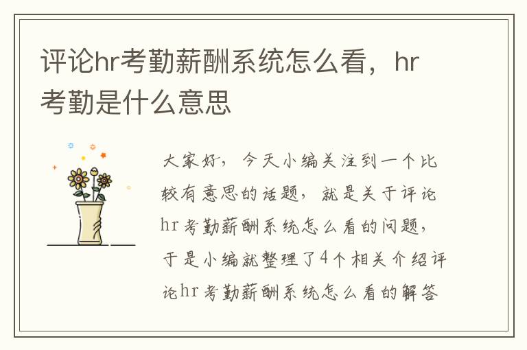 评论hr考勤薪酬系统怎么看，hr考勤是什么意思