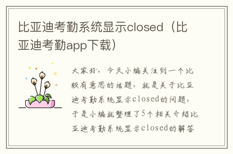 比亚迪考勤系统显示closed（比亚迪考勤app下载）