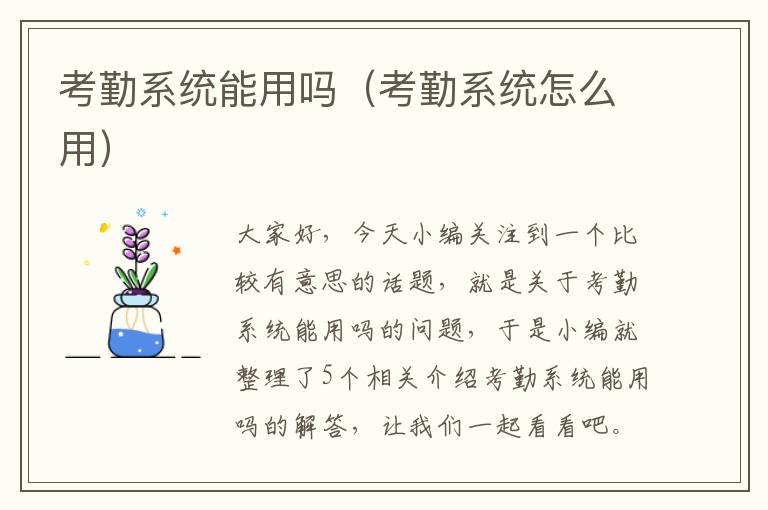 考勤系统能用吗（考勤系统怎么用）