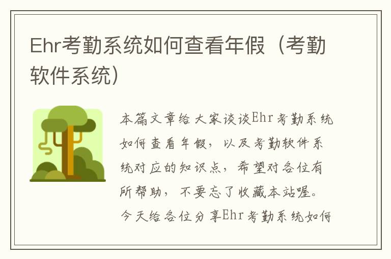 Ehr考勤系统如何查看年假（考勤软件系统）