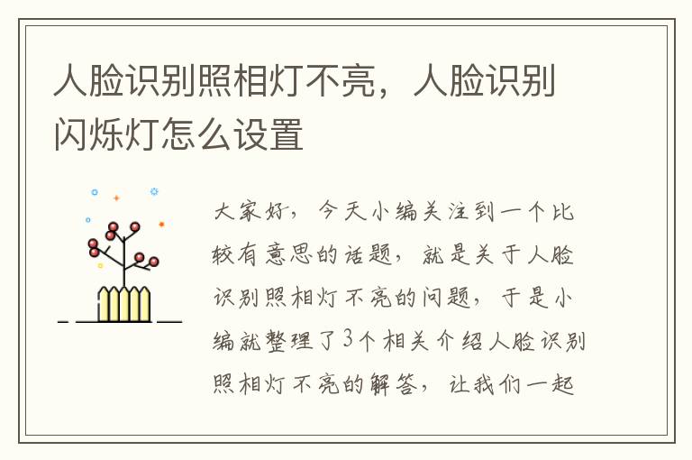 人脸识别照相灯不亮，人脸识别闪烁灯怎么设置