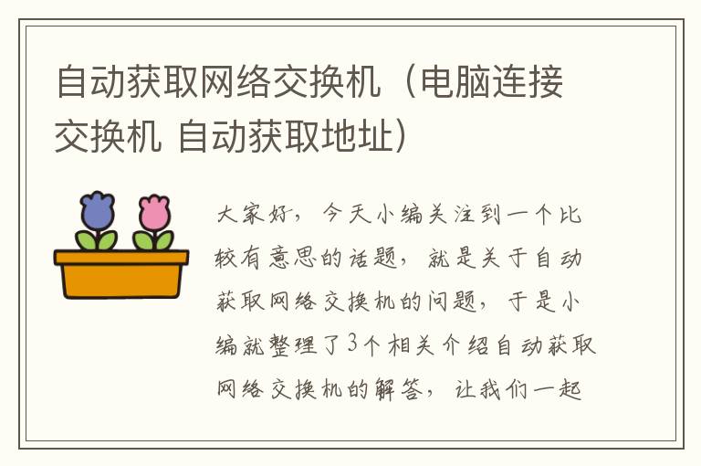 自动获取网络交换机（电脑连接交换机 自动获取地址）