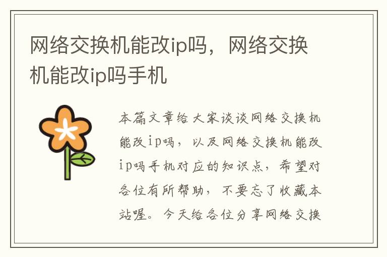 网络交换机能改ip吗，网络交换机能改ip吗手机