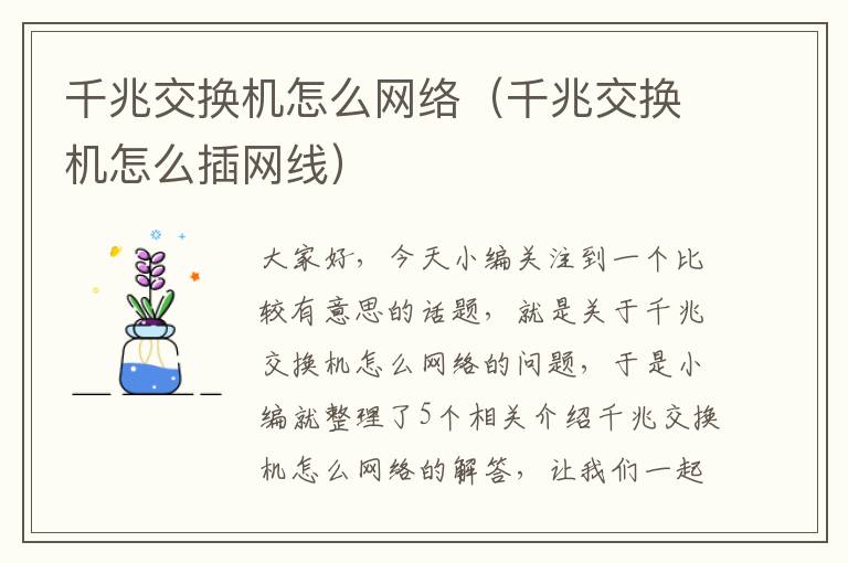 千兆交换机怎么网络（千兆交换机怎么插网线）