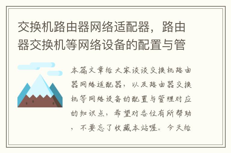 交换机路由器网络适配器，路由器交换机等网络设备的配置与管理