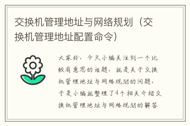 交换机管理地址与网络规划（交换机管理地址配置命令）