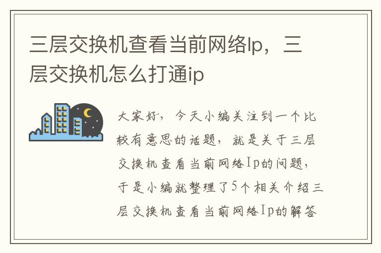 三层交换机查看当前网络Ip，三层交换机怎么打通ip