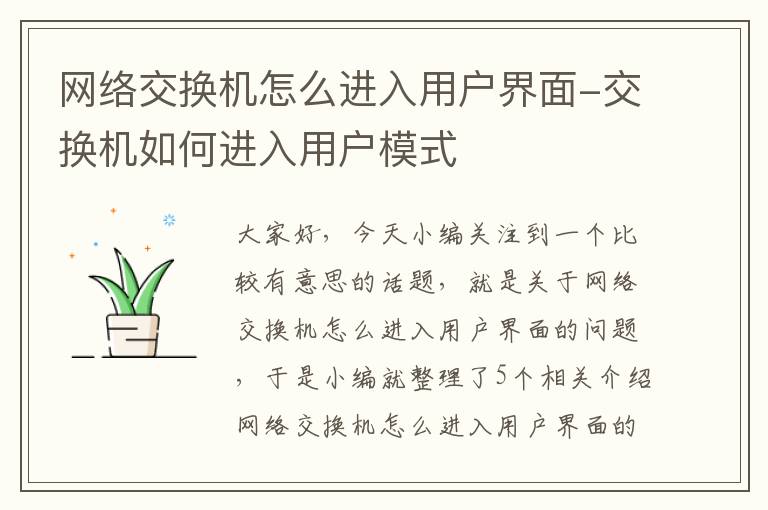 网络交换机怎么进入用户界面-交换机如何进入用户模式