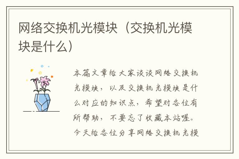 网络交换机光模块（交换机光模块是什么）