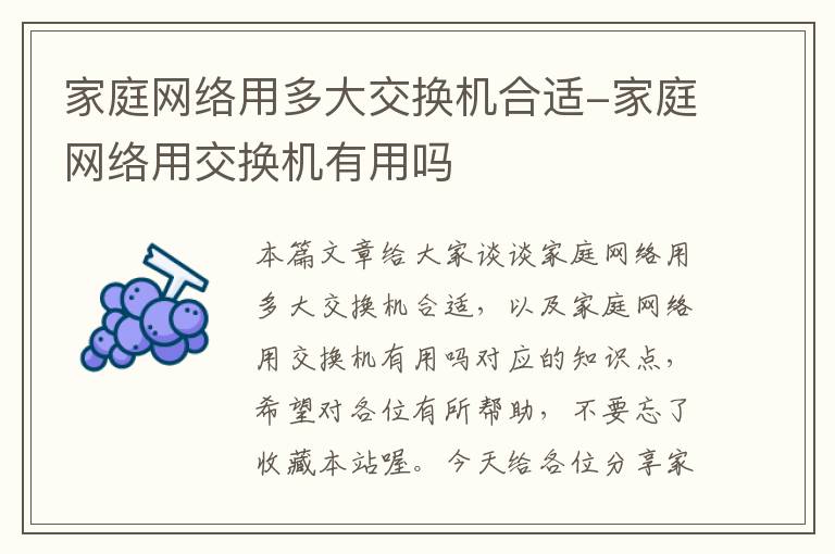 家庭网络用多大交换机合适-家庭网络用交换机有用吗