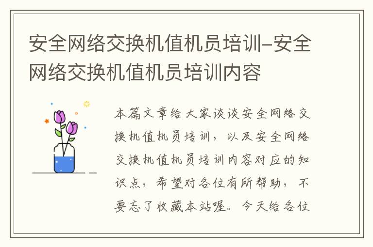 安全网络交换机值机员培训-安全网络交换机值机员培训内容