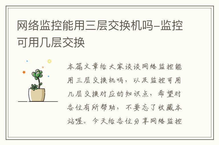 网络监控能用三层交换机吗-监控可用几层交换