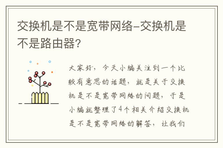 交换机是不是宽带网络-交换机是不是路由器?