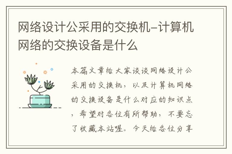 网络设计公采用的交换机-计算机网络的交换设备是什么