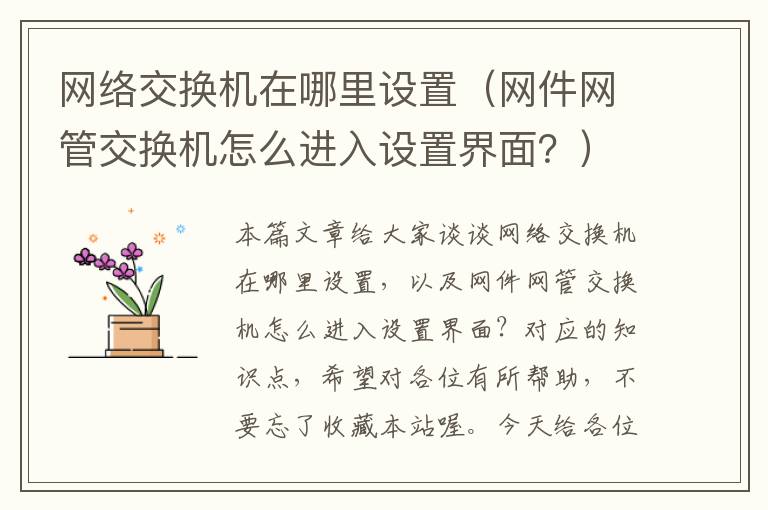 网络交换机在哪里设置（网件网管交换机怎么进入设置界面？）