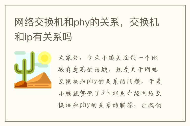 网络交换机和phy的关系，交换机和ip有关系吗