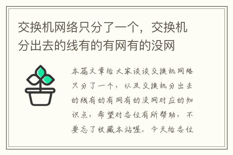 交换机网络只分了一个，交换机分出去的线有的有网有的没网