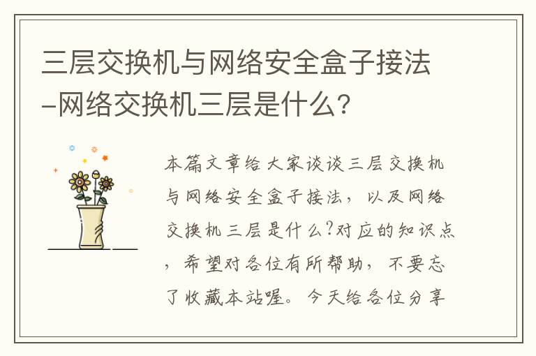 三层交换机与网络安全盒子接法-网络交换机三层是什么?