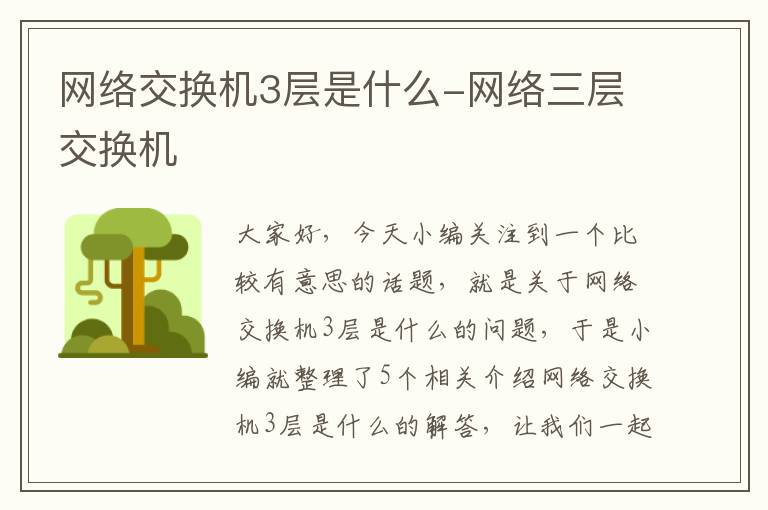 网络交换机3层是什么-网络三层交换机