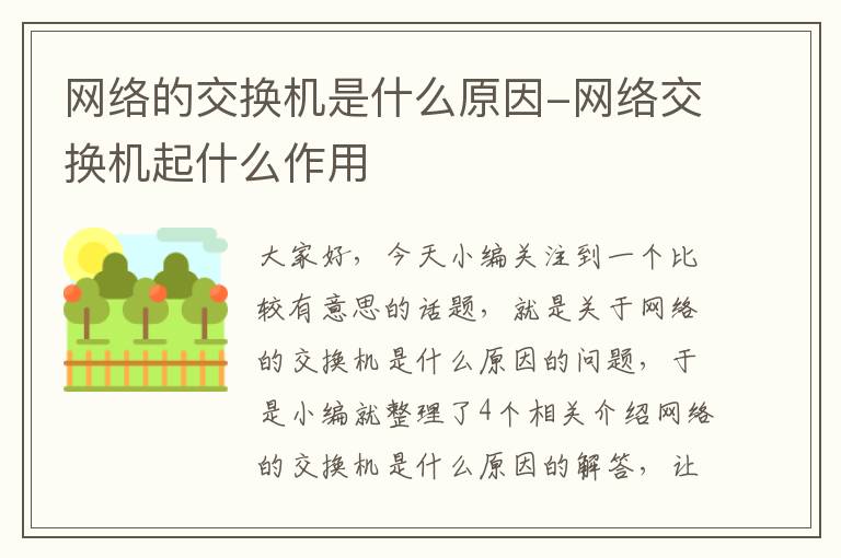 网络的交换机是什么原因-网络交换机起什么作用