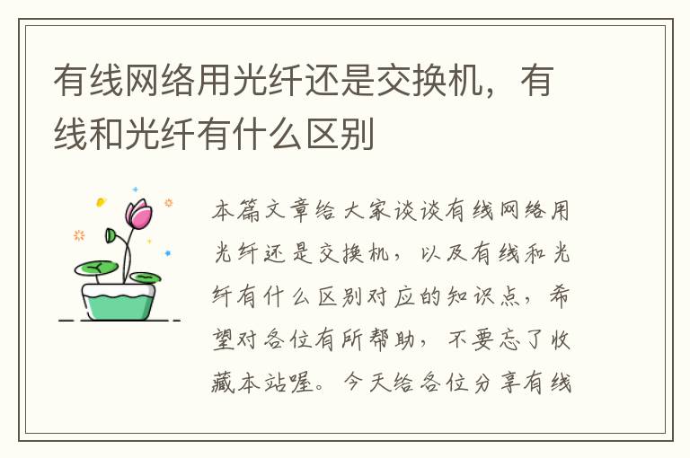 有线网络用光纤还是交换机，有线和光纤有什么区别