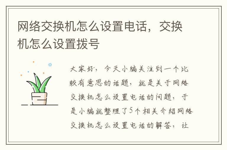 网络交换机怎么设置电话，交换机怎么设置拨号