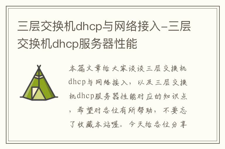 三层交换机dhcp与网络接入-三层交换机dhcp服务器性能