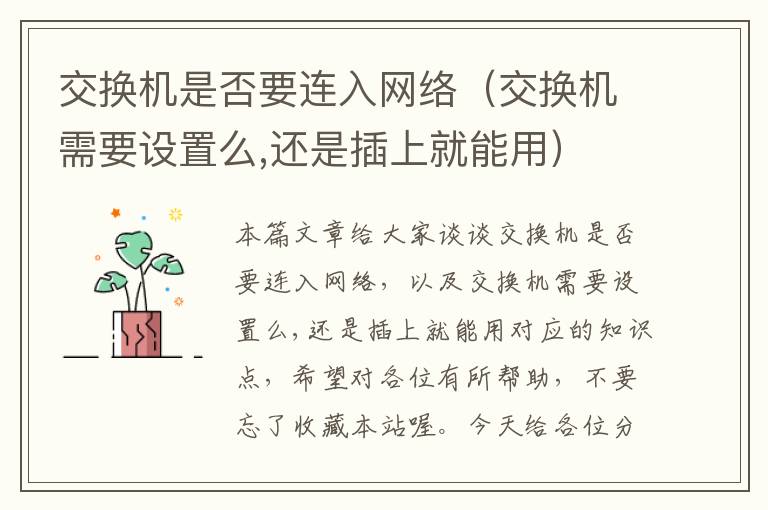 交换机是否要连入网络（交换机需要设置么,还是插上就能用）