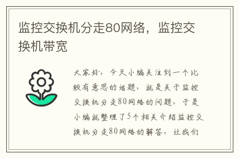 监控交换机分走80网络，监控交换机带宽