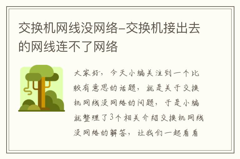 交换机网线没网络-交换机接出去的网线连不了网络