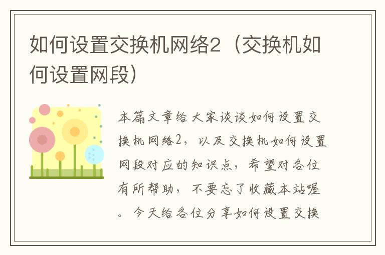 如何设置交换机网络2（交换机如何设置网段）